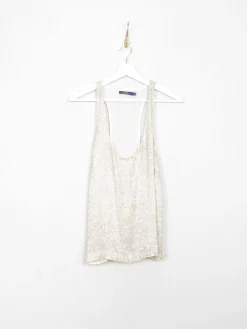 Vintage Silver Beaded Polo Ralph Lauren Razor Back Top M