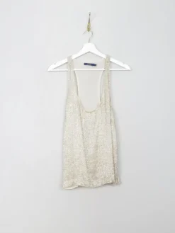 Vintage Silver Beaded Polo Ralph Lauren Razor Back Top M