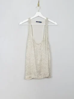 Vintage Silver Beaded Polo Ralph Lauren Razor Back Top M