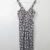 Vintage Sleeveless  Black & White Floral Dress XS