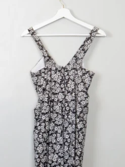 Vintage Sleeveless Black & White Floral Dress XS