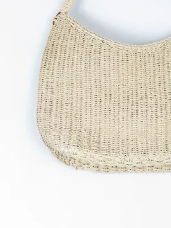 Vintage Straw Shoulder Bag Cream