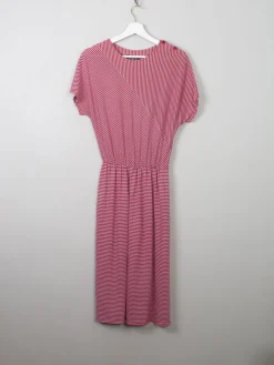 Vintage Striped Red & Grey Dress S/M