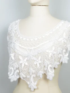 Vintage Style Beaded White Cape/Collar One Size New