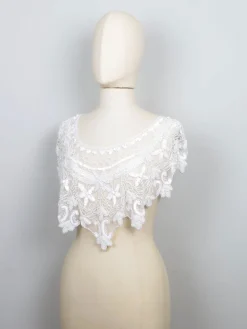 Vintage Style Beaded White Cape/Collar One Size New