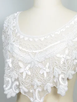 Vintage Style Beaded White Cape/Collar One Size New