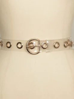 Vintage Style Belt Clear Plastic With Gold Hard-Wear S/M /L New