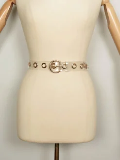 Vintage Style Belt Clear Plastic With Gold Hard-Wear S/M /L New
