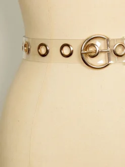 Vintage Style Belt Clear Plastic With Gold Hard-Wear S/M /L New