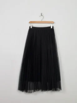 Vintage Style Black Net Pleated Skirt S/M