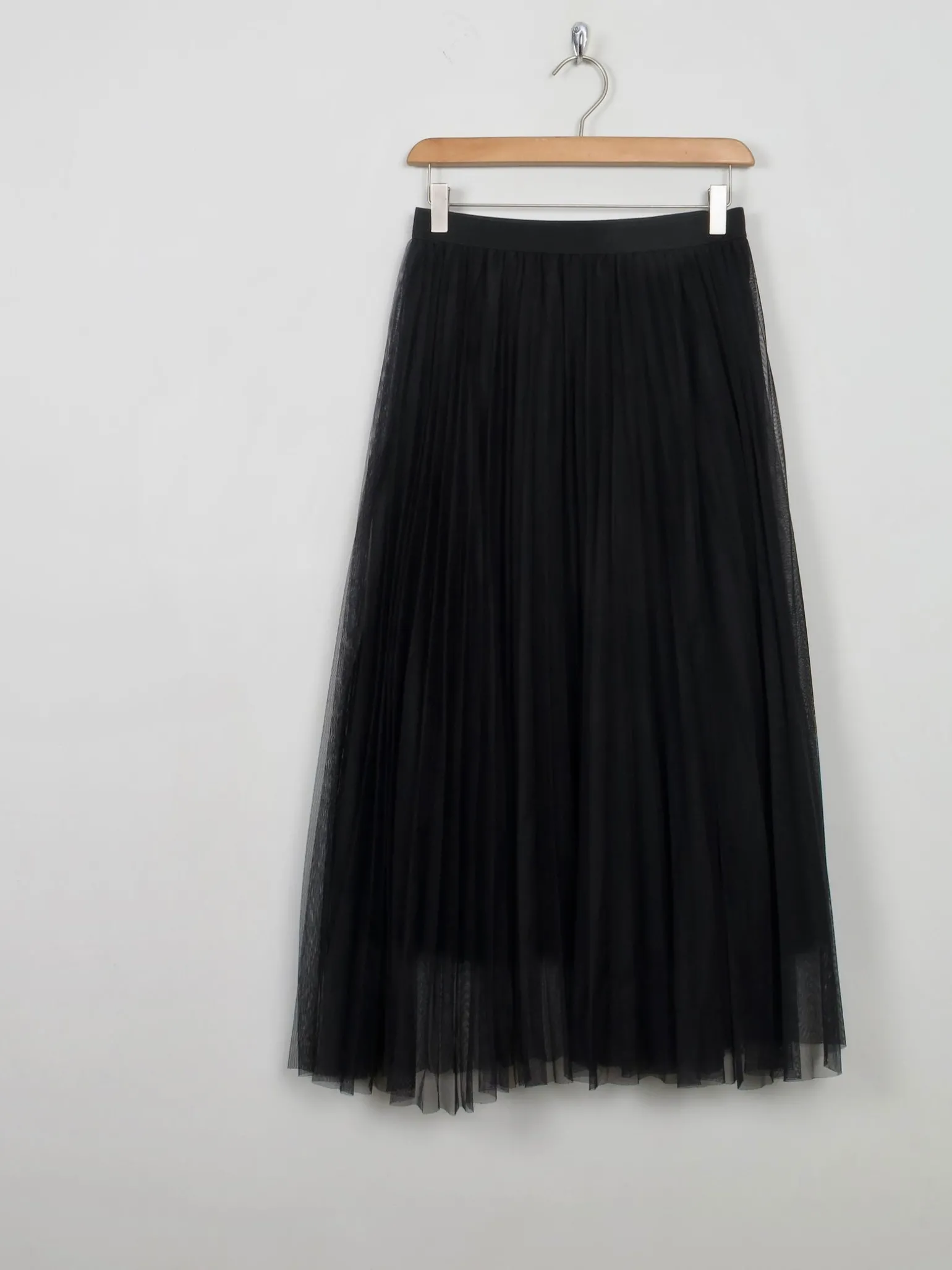 Vintage Style Black Net Pleated Skirt S/M