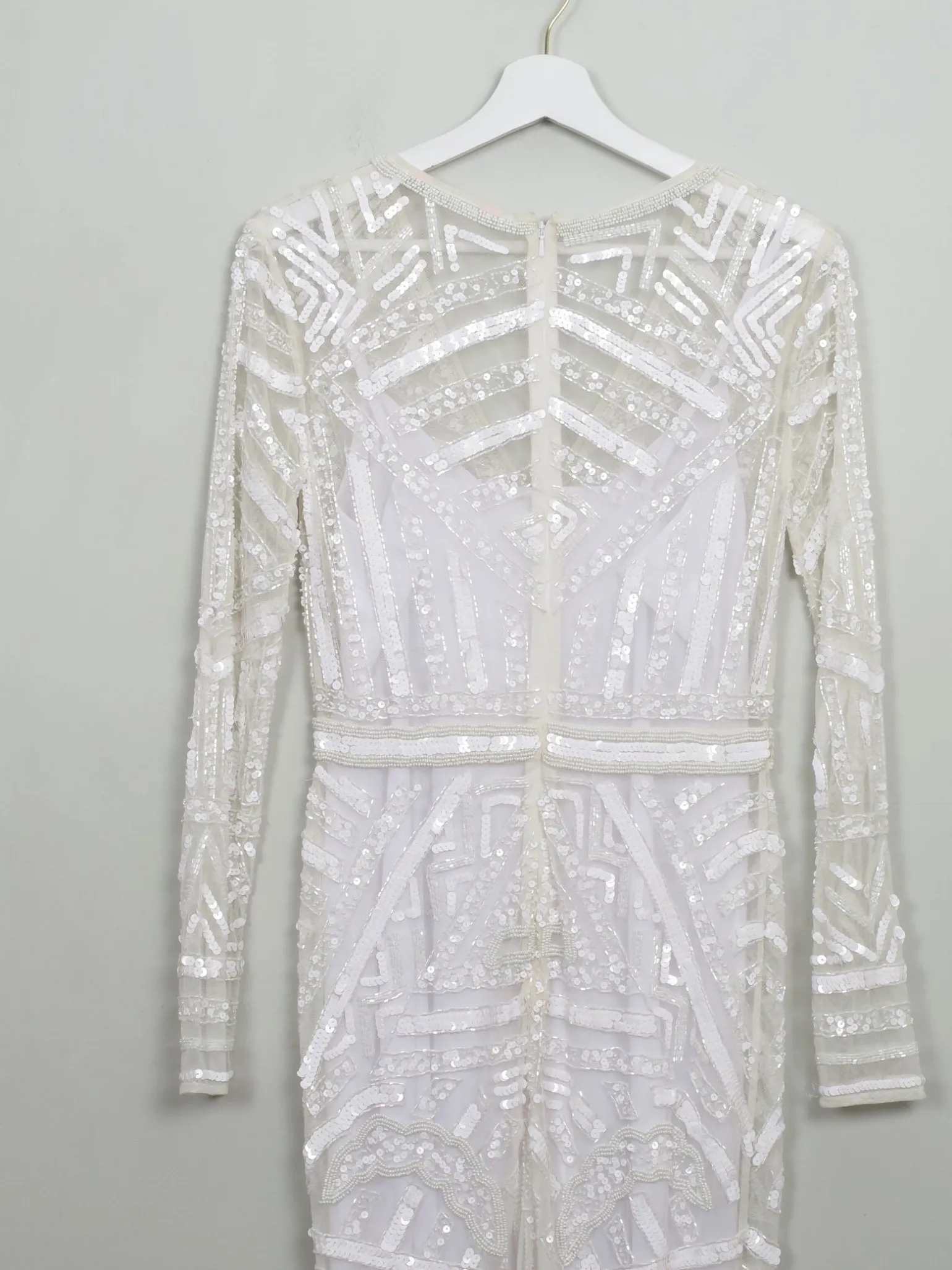 Vintage Style Cream Beaded Fitted Dress S