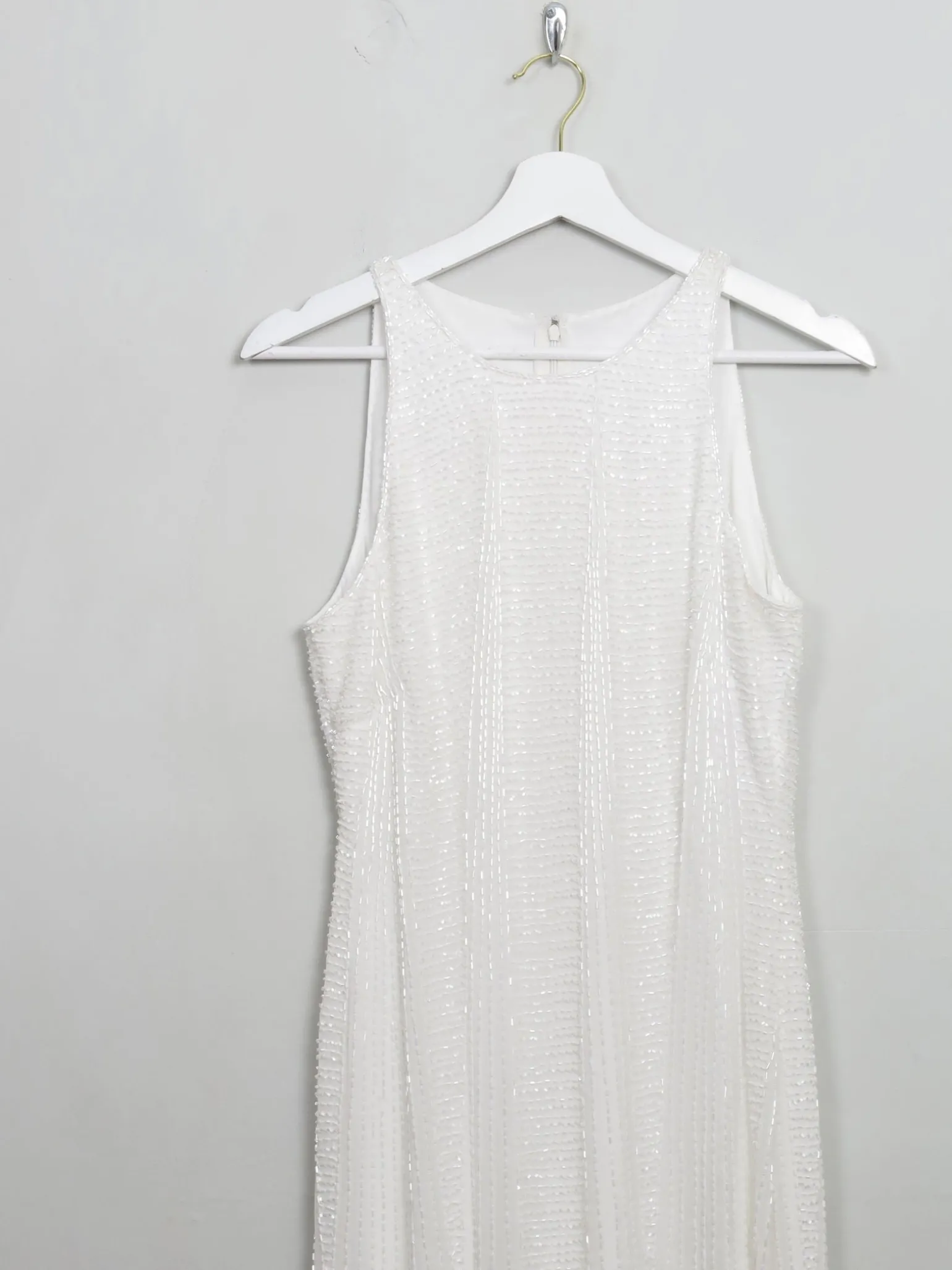 Vintage Style Cream Beaded Dress S