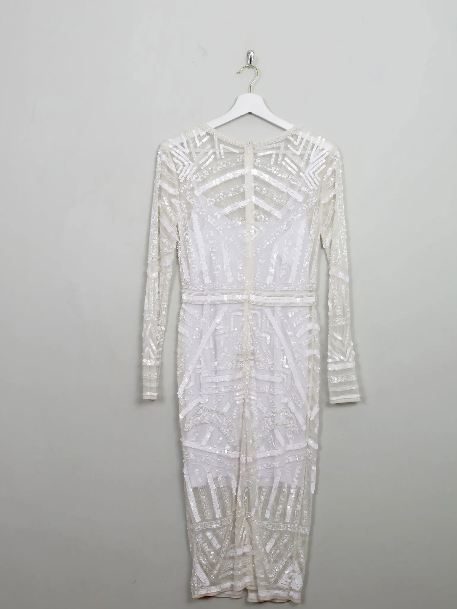 Vintage Style Cream Beaded Fitted Dress S