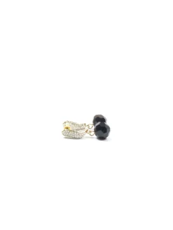 Vintage Style Diamanté & Black Drop Earrings