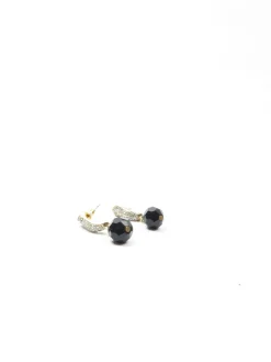 Vintage Style Diamanté & Black Drop Earrings