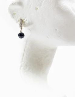Vintage Style Diamanté & Black Drop Earrings