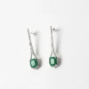 Vintage Style Drop Earrings With Green Glass
