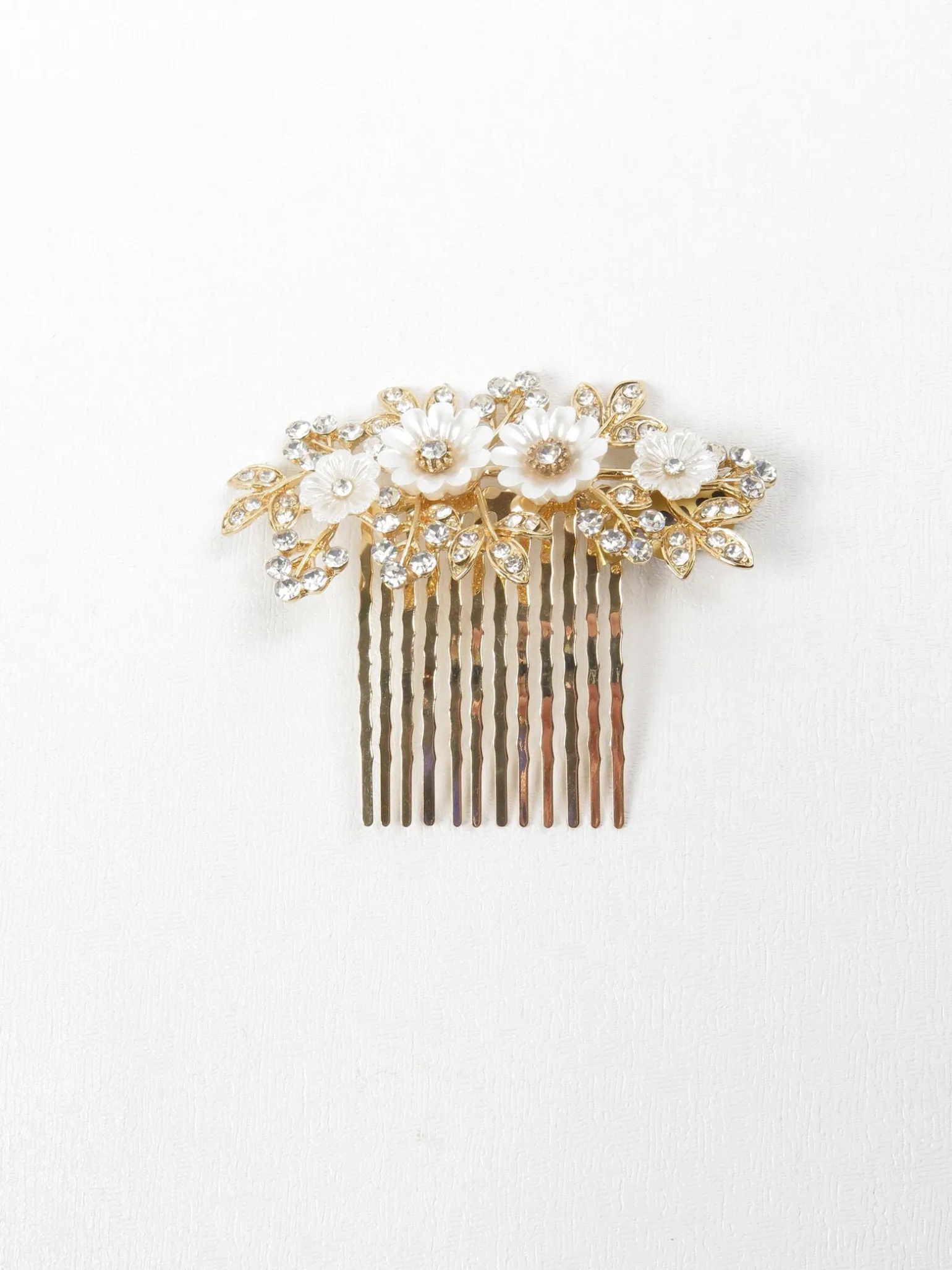 Vintage Style Gold Floral & Diamante Hair Comb Bridal