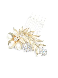Vintage Style Gold Floral Small Hair Comb Bridal
