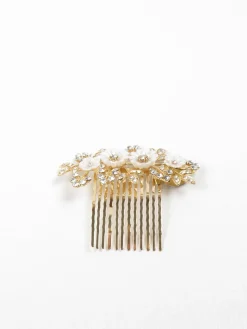 Vintage Style Gold Floral & Diamante Hair Comb Bridal