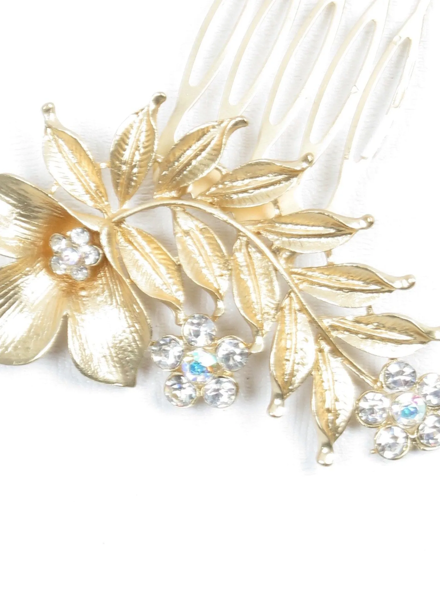 Vintage Style Gold Floral Small Hair Comb Bridal