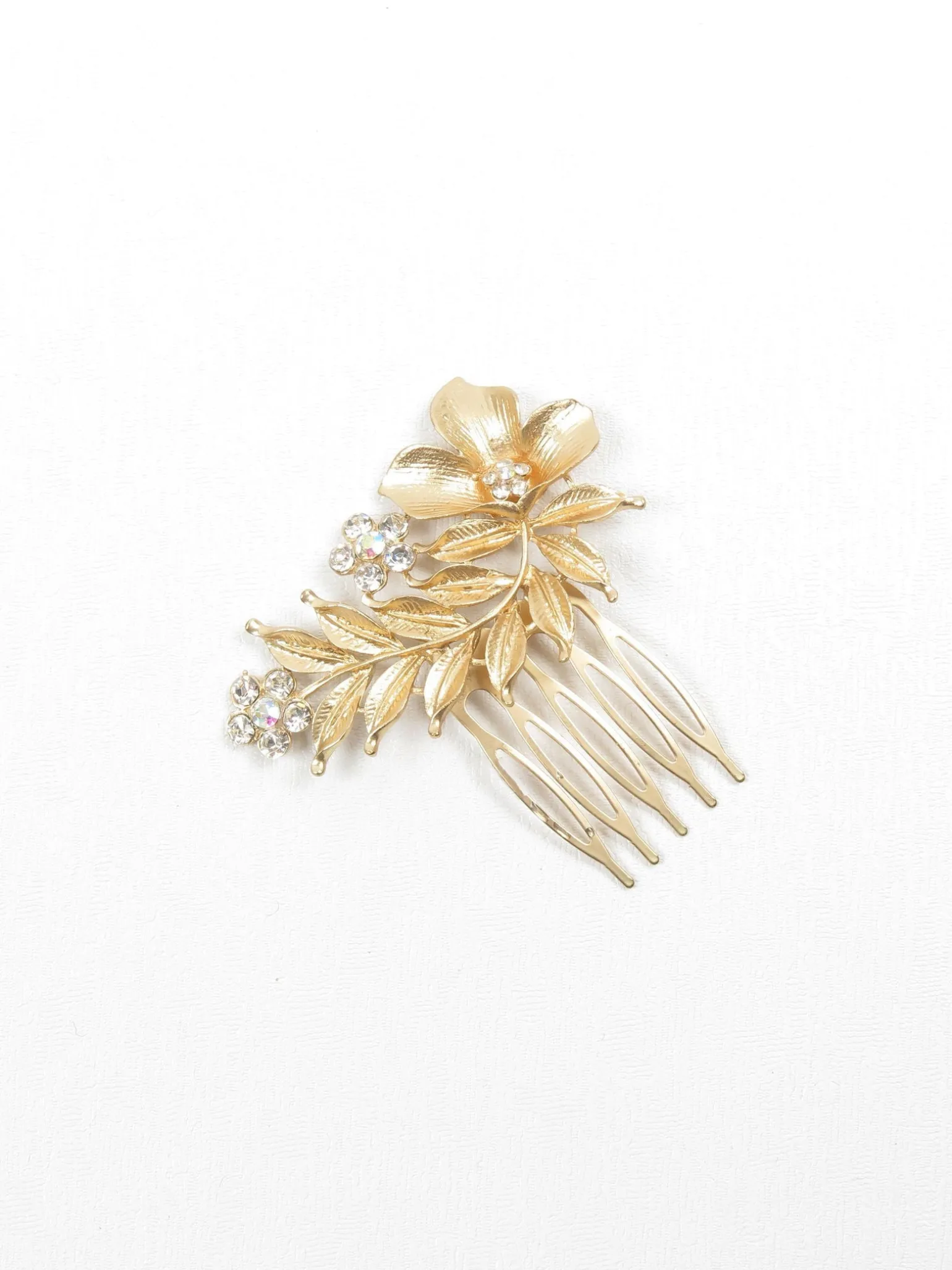 Vintage Style Gold Floral Small Hair Comb Bridal