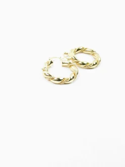 Vintage Style Gold Plated Twisted Hoop Earrings