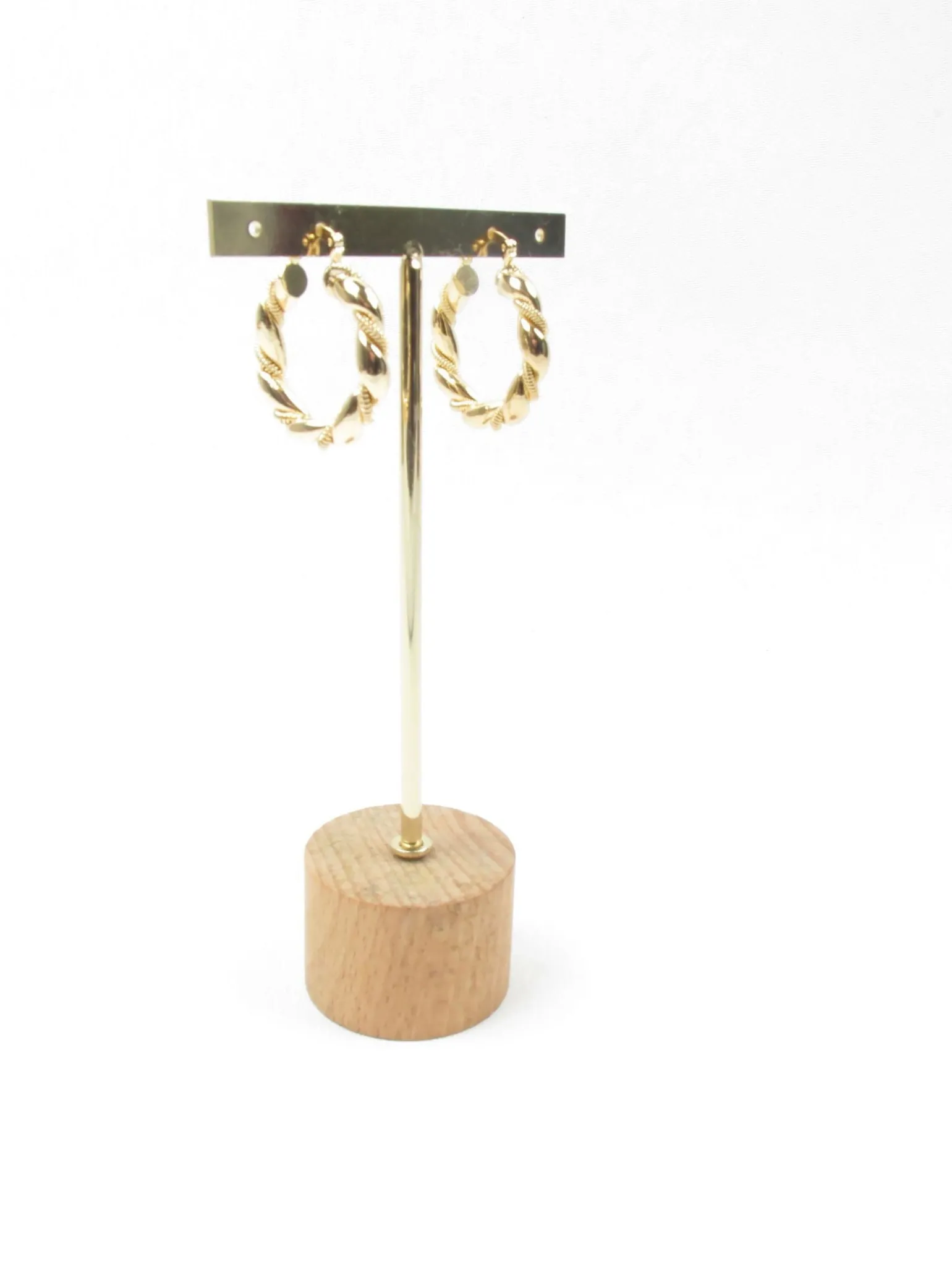 Vintage Style Gold Plated Twisted Hoop Earrings