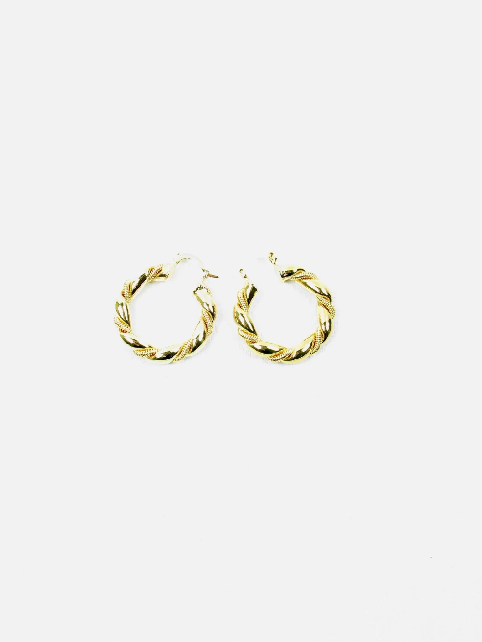 Vintage Style Gold Plated Twisted Hoop Earrings