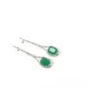 Vintage Style Green & Diamanté  Earrings