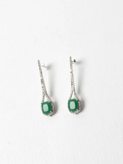 Vintage Style Green & Diamanté Earrings