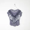 Vintage Style Grey & Blue Beaded Top S