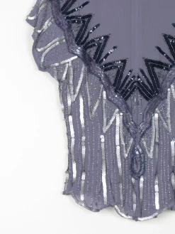 Vintage Style Grey & Blue Beaded Top S