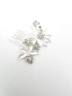 Vintage Style  Hair Comb Small Silver & Diamanté