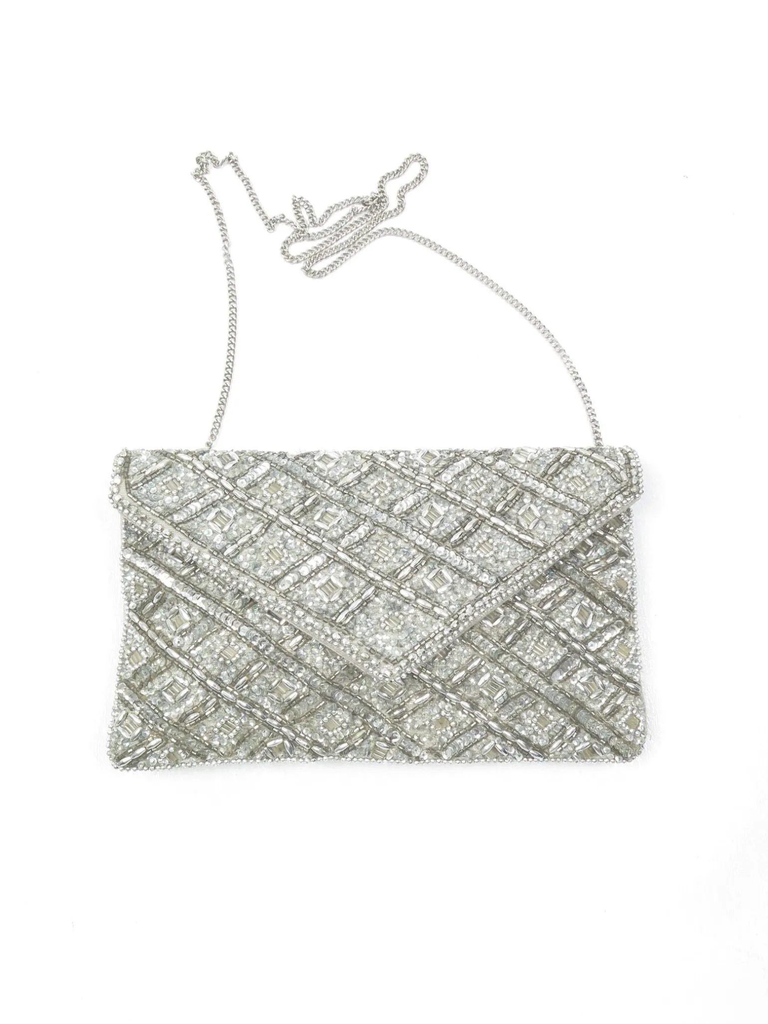 Vintage Style Silver Beaded Bag