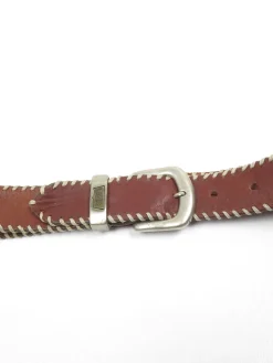 Vintage Tan Leather Blanket Stitch Belt With Levis Buckle XS