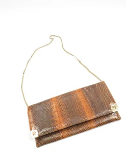 Vintage Tan Snakeskin Envelope Shoulder  Bag