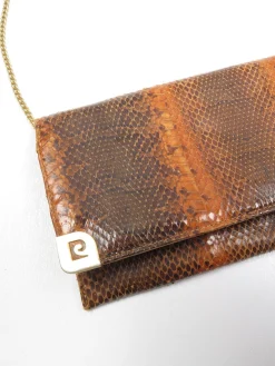 Vintage Tan Snakeskin Envelope Shoulder  Bag