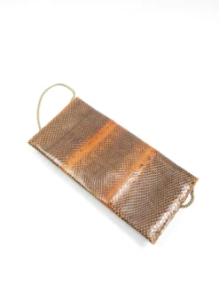 Vintage Tan Snakeskin Envelope Shoulder  Bag