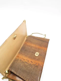 Vintage Tan Snakeskin Envelope Shoulder  Bag
