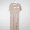 Vintage Taupe Cross Over Style Summer Dress S