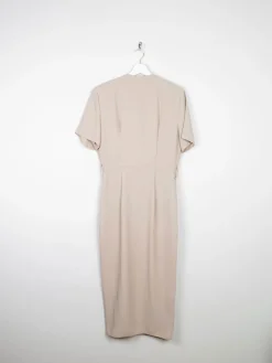 Vintage Taupe Cross Over Style Summer Dress S