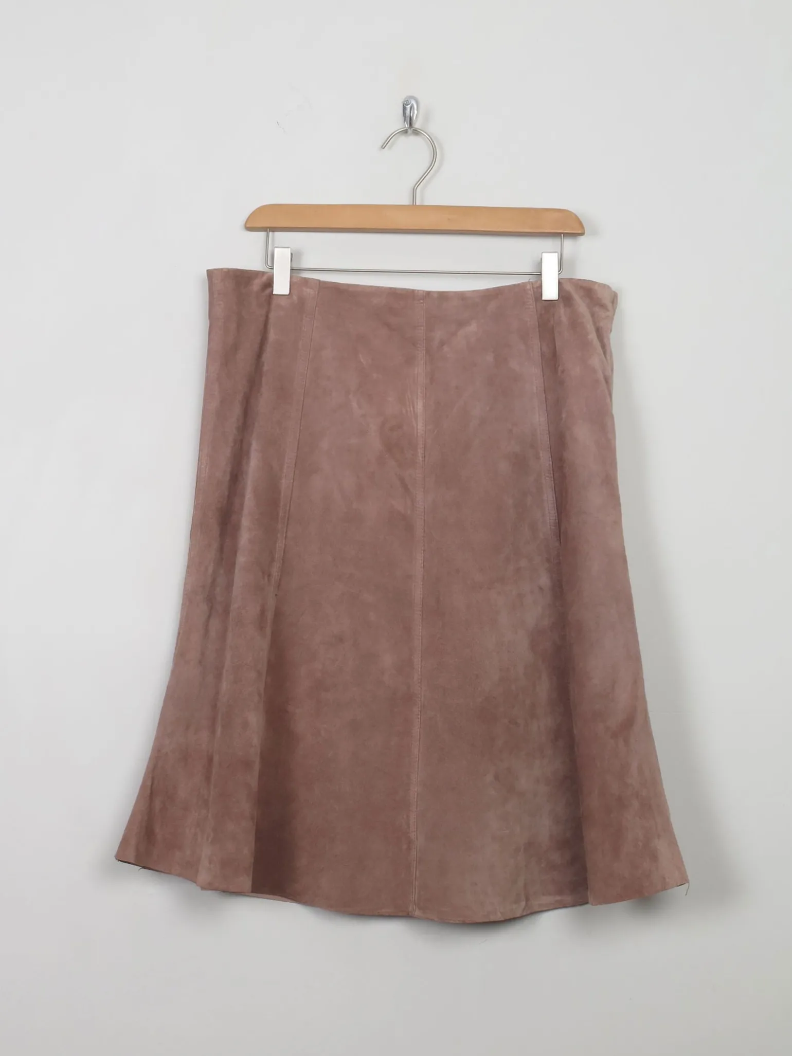 Vintage Taupe Suede Skirt 32" W