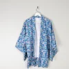 Vintage Turquoise Printed Kimono M