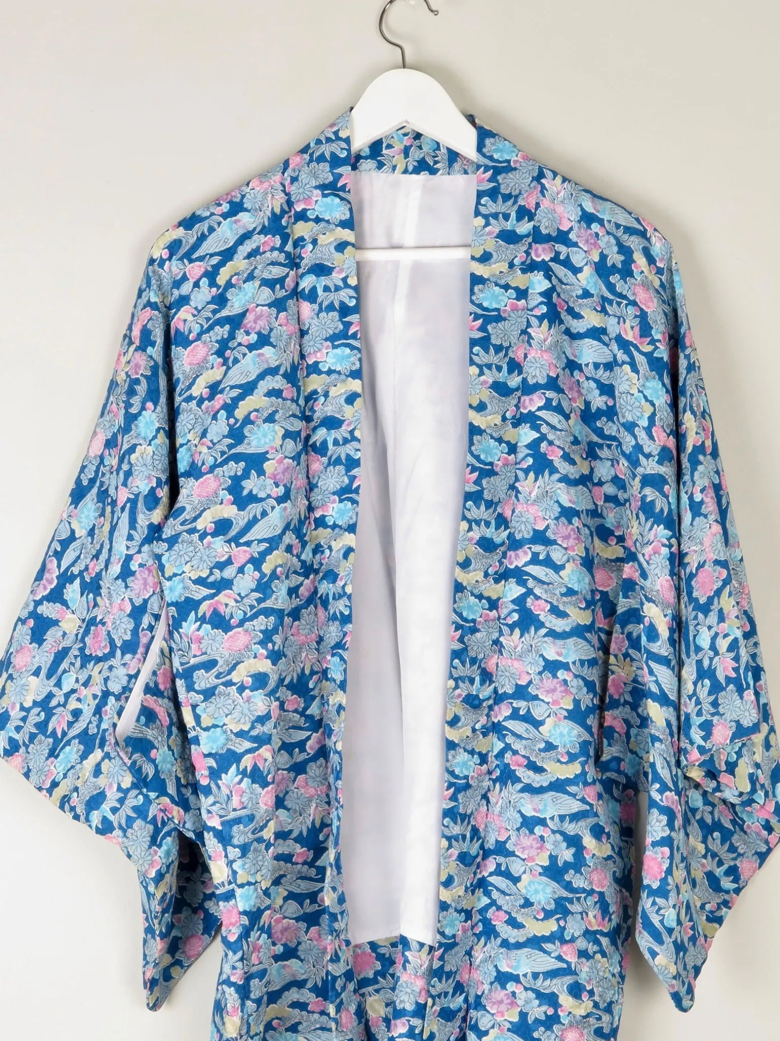 Vintage Turquoise Printed Kimono M