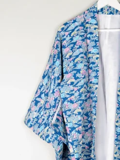 Vintage Turquoise Printed Kimono M