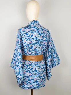Vintage Turquoise Printed Kimono M