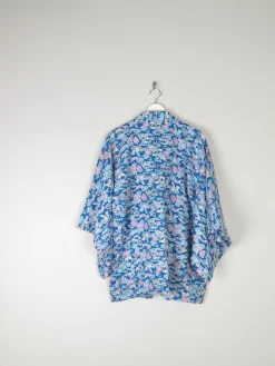 Vintage Turquoise Printed Kimono M