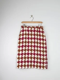 Vintage Tweed Pencil Skirt Green & Wine S
